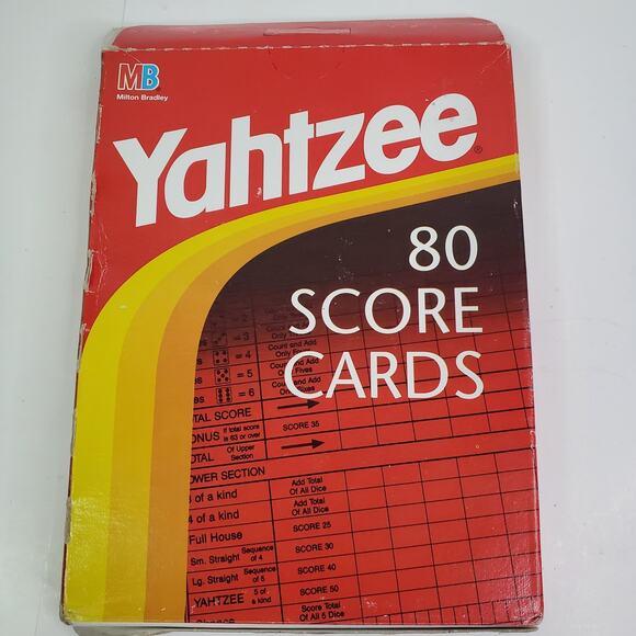 1982 Vintage YAHTZEE SCORE PADS 80 SCORE CARDS New In Sealed Box MADE IN USA - Picture 5 of 5